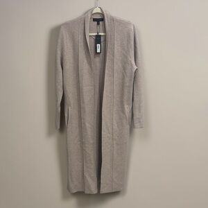 NWT Banana Republic open front long sleeve beige duster sweater w/ pockets sz S